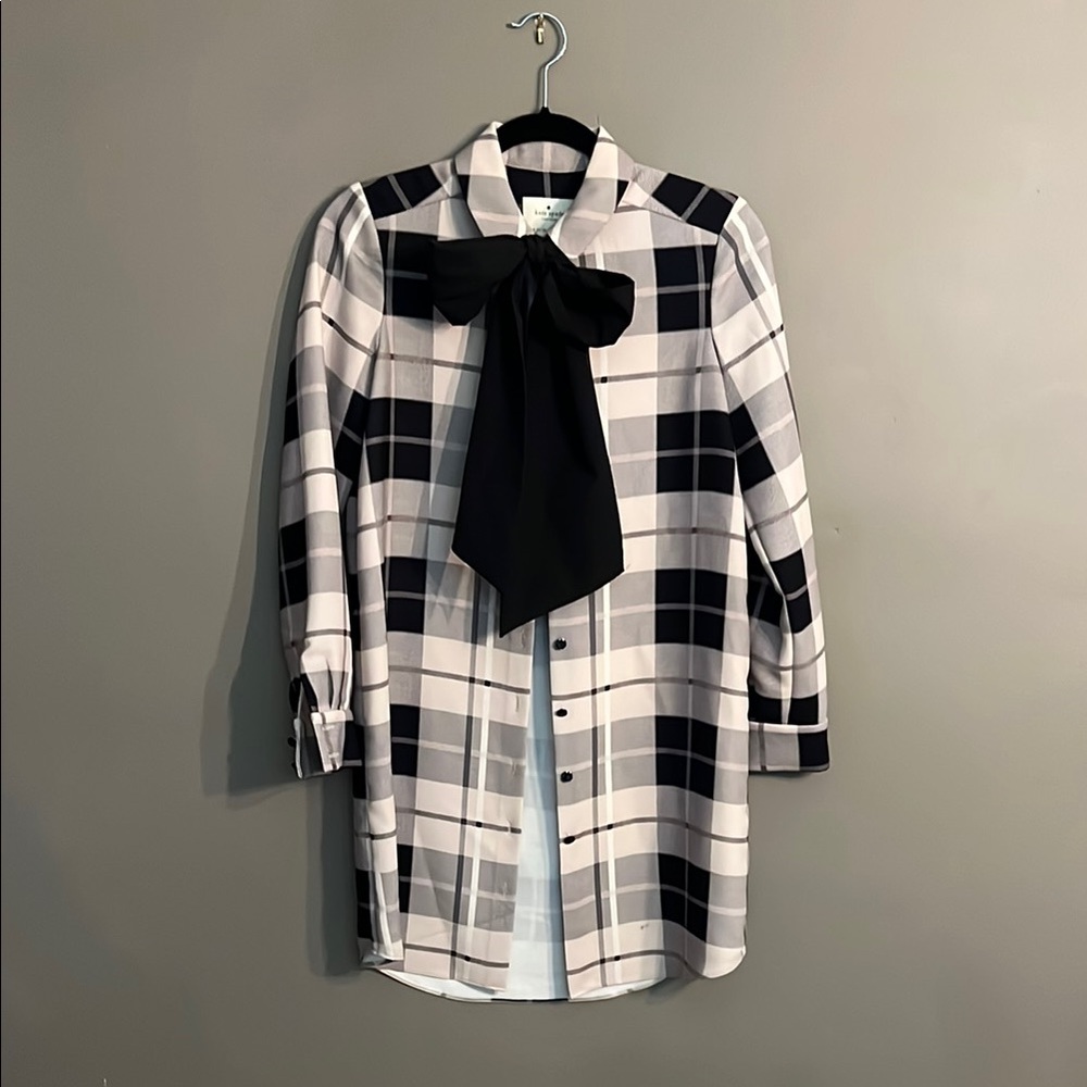 kate spade Black and White Plaid Long Sleeve Dress